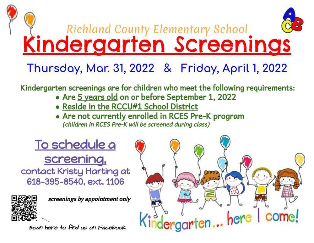 RCES Kindergarten Screenings | Richland County Elementary School