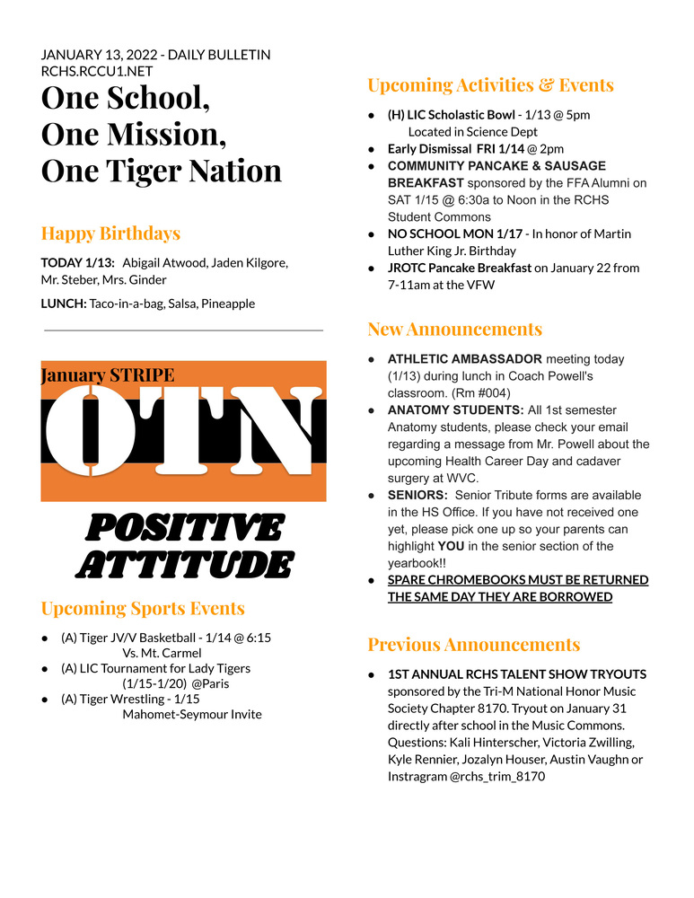 1/13/22 Daily Bulletin