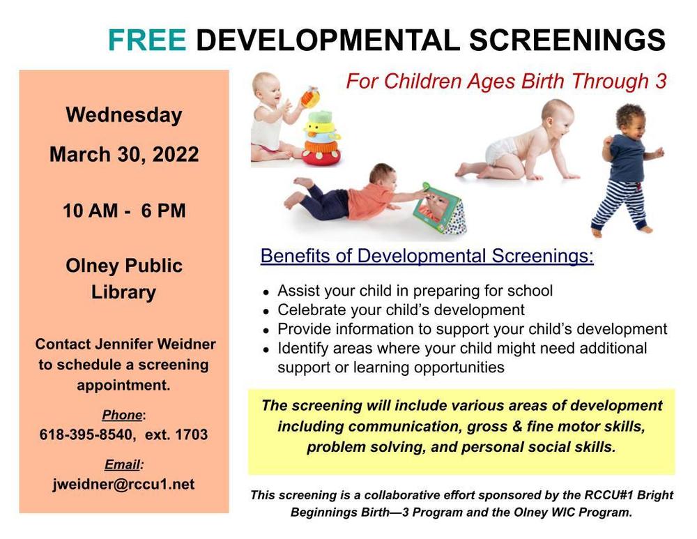 Free Screenings for Children Ages Birth to 3