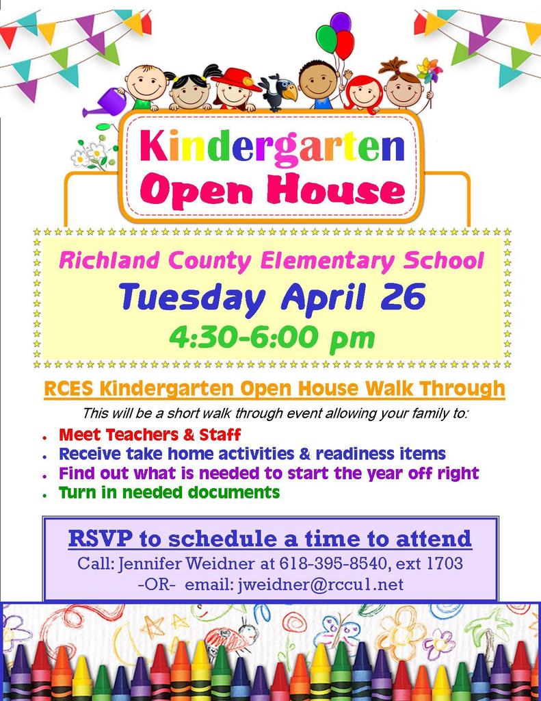 Kindergarten Open House for 2022-2023 students and families
